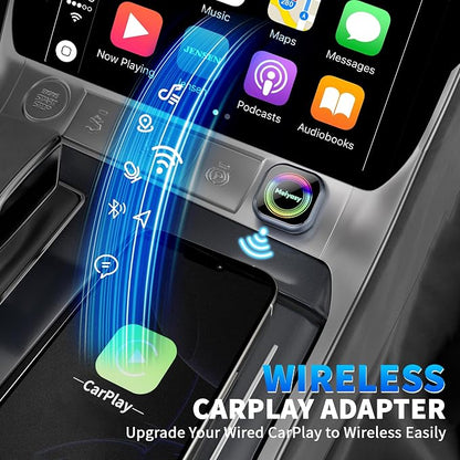 2026 Upgraded Wireless CarPlay Adapter for iPhone, Compact Mini Metal Shell Design Small Size, (New Update) Plug and Play, Fast and Stable Connection CarPlay Adapter for Apple iOS ＆Android (Navy Blue)