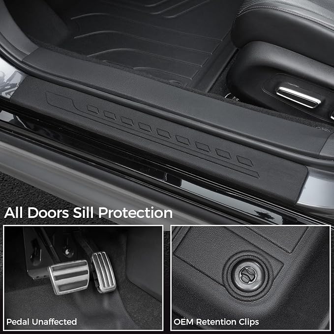Floor Mats for Honda Accord 2023–2025 2026, All Weather Floor Mats Trunk Cargo Liner and Door Sill Guards Accessories, Full Coverage Set (Gasoline & Hybrid)
