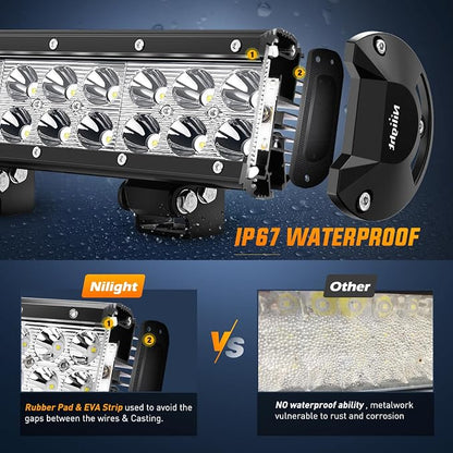 Nilight LED Light Bar 9Inch 54W 3600LM Spot Off Road Driving Lamp Super Bright Waterproof Fog Work Lighting for Trucks SUV ATV UTV Pick-up Boat Tractor 4x4 Van Camper