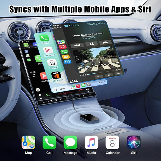 2026 Upgraded Wireless CarPlay Adapter for iPhone – Convert Factory Wired to Wireless Plug-and-Play USB-A/USB-C, No Latency Siri/HD Nav, Compatible with Car with Wired CarPlay & iOS 10+
