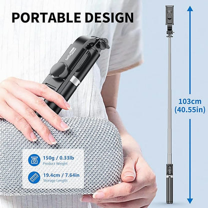 Selfie Stick Tripod, All in One Extendable & Portable iPhone Tripod Selfie Stick with Wireless Remote Compatible with iPhone 17 16 15 14 13 12 pro Xs Max, Galaxy Note10/S20/S10/OnePlus 9/9 PRO etc