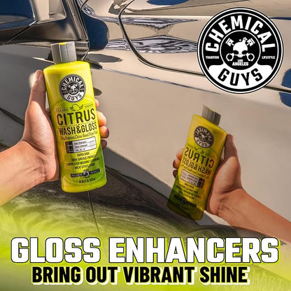 Chemical Guys Citrus Wash & Gloss Foaming Car Wash Soap - High Suds Formula Foam Cannon Soap for Foam Blasters, or Bucket Washes - Safe on Paint, Clear Coat, and Wax, Citrus Scent - 16 oz