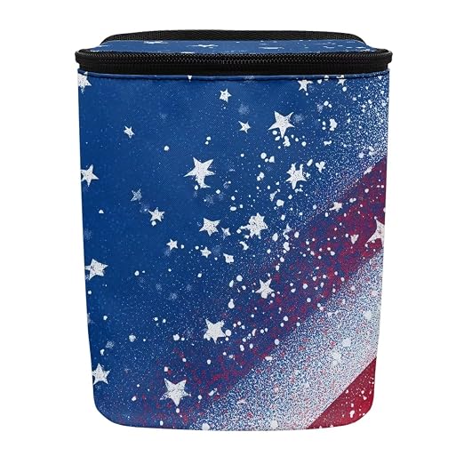 Talayituse American Flag Star Print Car Trash Can with Lid, 4th of July Leak Proof Auto Trash Bag Hanging Vehicle Garbage Can Multipurpose Storage Container for Back Seat Road Trip