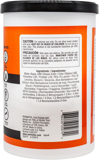 Fast Orange Heavy Duty Scrubbing Towels Removes Tough Grease, Grime, Paint, Resins, Glue and More, for Hands, Tools and Surfaces Without Sticky Residue, 72 ct