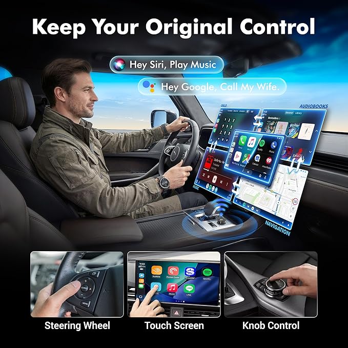 2026 Upgraded 2-in-1 Wireless CarPlay Adapter for iPhone & Android Auto, Plug and Play, Convert Wired to Wireless, Fast Auto-Connect & No Latency, USB-A/USB-C for 98% Factory Wired Cars