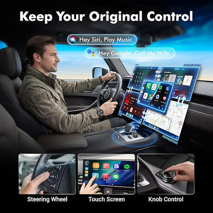2026 Upgraded 2-in-1 Wireless CarPlay Adapter for iPhone & Android Auto, Plug and Play, Convert Wired to Wireless, Fast Auto-Connect & No Latency, USB-A/USB-C for 98% Factory Wired Cars
