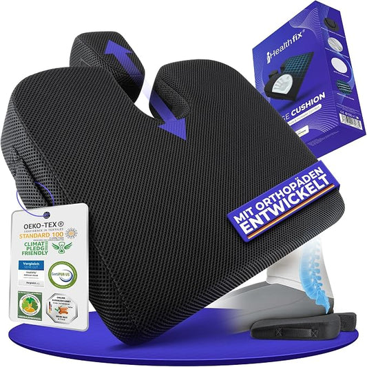 Healthfix® Wedge Seat Cushion - Orthopedic Memory Foam Seat Wedge for Office Chairs, Posture Support, Pressure Relief for Back/HIPS/Tailbone - Medium (130-200 lbs)