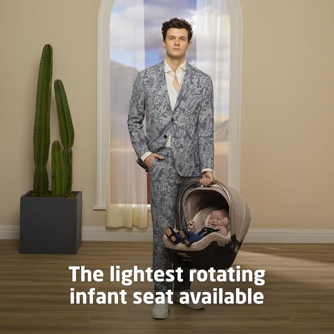 Maxi-Cosi Peri 180 Rotating Infant Car Seat, Baby Car Seat Rotating Carseat, Natural Heritage