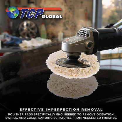 TCP Global 8" 100% Wool Polishing & Buffing Pad Double Sided - Wool Buffing Pad for Automotive, Marine, Truck, RV & Compound Cutting