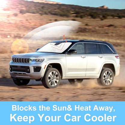 TINGLU Sun Shade for Jeep Grand Cherokee L/Jeep Grand Cherokee SUV 2021-2025 2026 Accessories Windshield Sun Shade Window Shade UV Rays Protection Sun Visor Cover