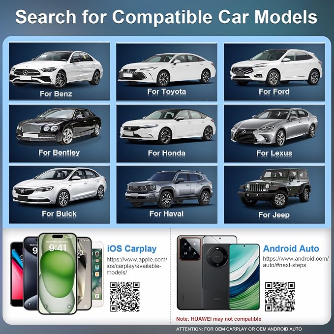 Wireless CarPlay Adapter Android Auto, 2 in 1 Wired to Wireless Carplay Dongle Fit for Factory Wired CarPlay/Android Auto Cars 2016+, 5GHz WiFi Low Latency Plug & Play Online Update Black