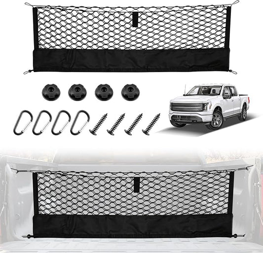 Amiss Truck Bed Cargo Net with Bottom Organizer, Compatible with Ford F-150 & Lightning 2015-2026, Portable Storage for Pickup Cargo and Heavy Duty Hook, Exterior Accessories for Car SUV Truck
