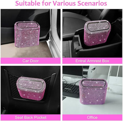 Accmor Car Trash Can with Lid, Mini Auto Dustbin Garbage Can, Car Accessories for Interior, Vehicle Can Garbage Bin with 30pcs Trash Bags, Multipurpose Organizers for Home, Office, Cars, SUV, Truck