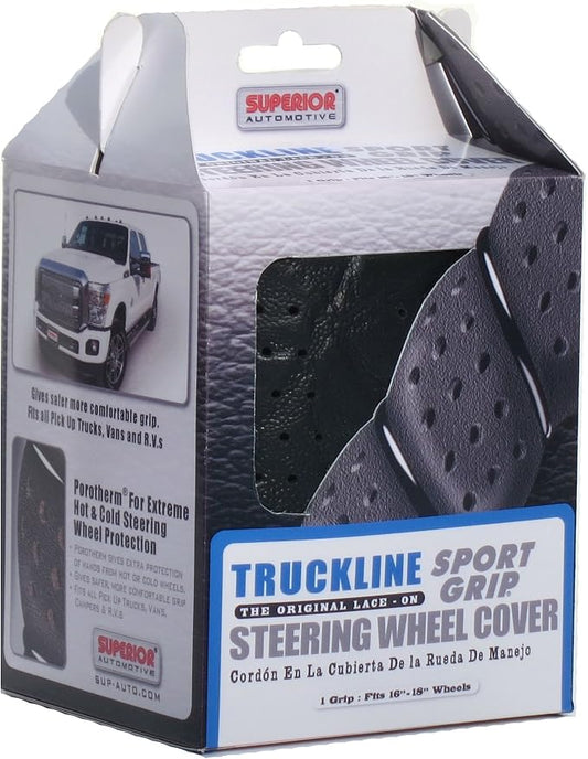 Superior 58-0470B Truckline Sport Grip Steering Wheel Cover, Black