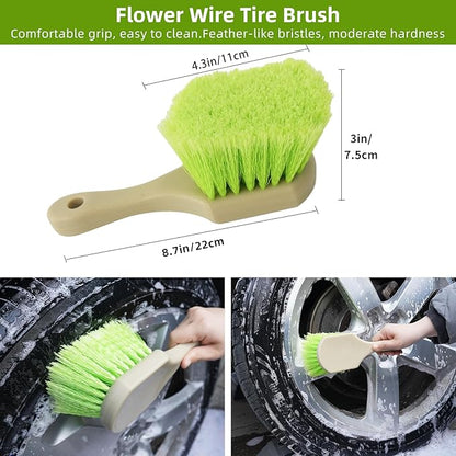 62" Car Wash Brush with Long Handle, Car Wash Kit Include Microfiber Cleaning Mop, Wheel Brush, Windshield Window Squeegee, Towel, Detail Brush, Storage Bag, for Cleaning Cars, RV, Truck, Boat