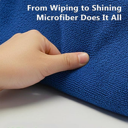 Microfiber Cleaning Towels, 24 Pack, Double Sided Ultra Soft Plush Washcloth, All Purpose Premium Microfiber Detailing Cleaning Cloths Shop Towels(16" x 16", Navy Blue)