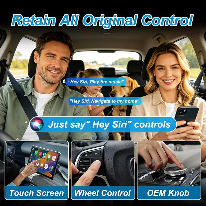 Wireless CarPlay Adapter 4 in 1-2026 Upgraded Screen Mirroring Adapter for Apple CarPlay & Android Auto & AirPlay & MirrorLink, Screen Mirror Dongle for Car, Plug & Play, Come with Type-C Extension