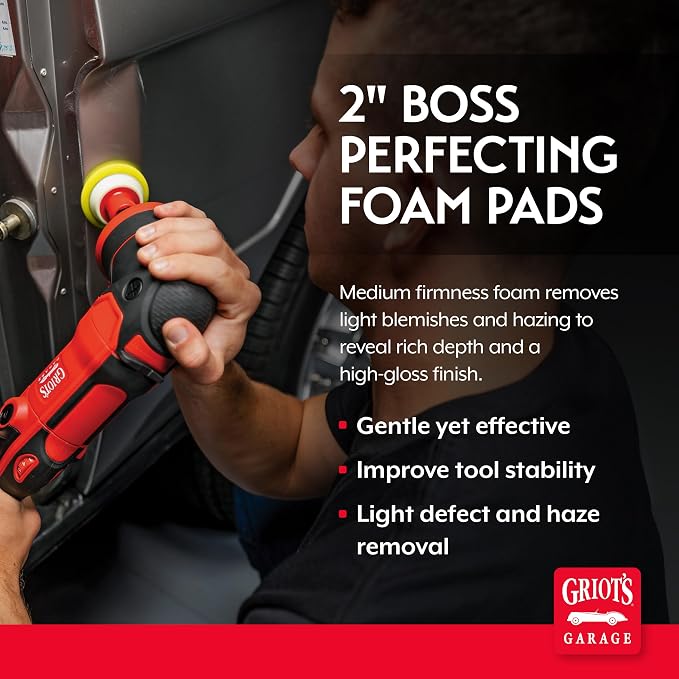 Griot's Garage 2” Perfecting Foam Pads for Car Polishing and Detailing, Buffing Pads for Paint Correction, Polishing, and Waxing, Yellow, Set of 4