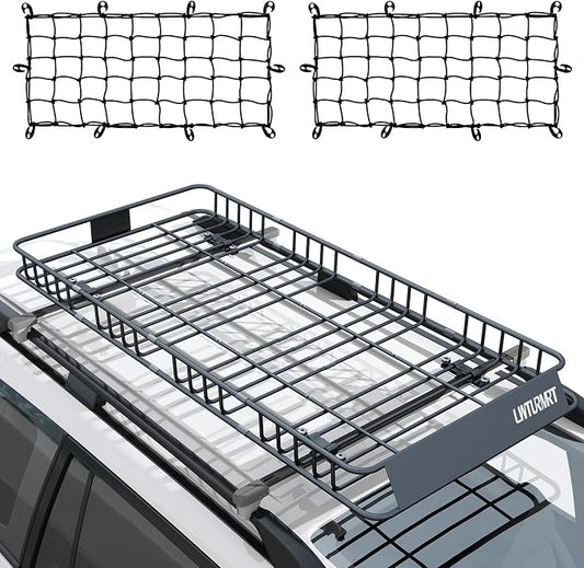 LWTURMRT Roof Rack Cargo Carrier Basket 84(L) X39(W) Heavy Duty 200Pounds Extension Travel with 2 Piece of Net
