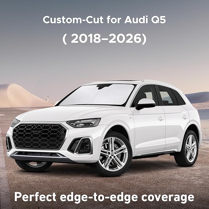 EcoNour Windshield Sunshade Compatible for Audi Q5 2018-2024 2025 2026, Sun Visor for Front Windshield & Window Sun Shade Cover, UV Heat Blocker & Protector, Car Accessories