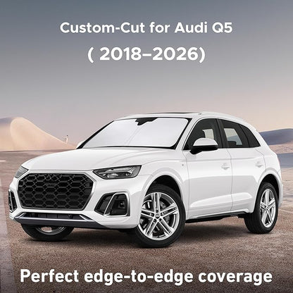 EcoNour Windshield Sunshade Compatible for Audi Q5 2018-2024 2025 2026, Sun Visor for Front Windshield & Window Sun Shade Cover, UV Heat Blocker & Protector, Car Accessories