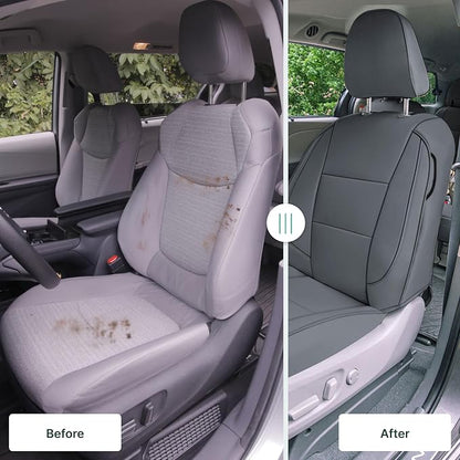 FH Group Custom Fit Car Seat Covers Specifically Made for 2011-2020 Toyota Sienna 7 Passenger, Car Seat Cover Front Set, Automotive Seat Covers in Solid Gray Faux Leather, Waterproof and Washable