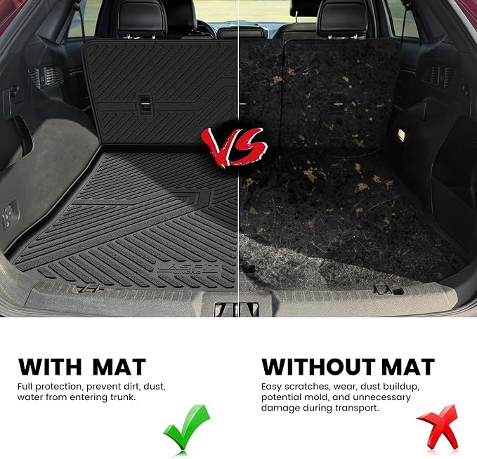LASFIT Floor Mats&Cargo Backrest Mat for Ford Edge 2015-2024,Costom Fit All Weather Protection TPE Easy Clean Floor Liners, Keep Your Car Trunk Clean and Tidy,1pcs.