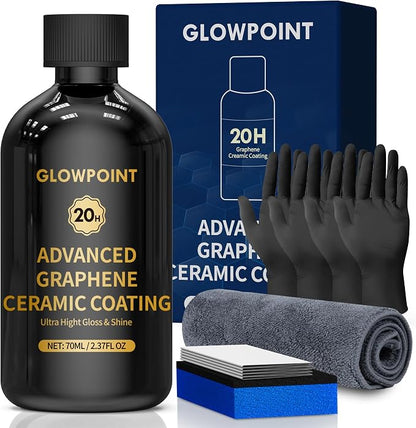 Ceramic Coating for Cars, 20H Graphene Ceramic Coating for Auto Detailing, High Gloss Anti-Scratch Nano Coat Kit, 10 Years Hydrophbic Mirror Paint Protection (70ML)