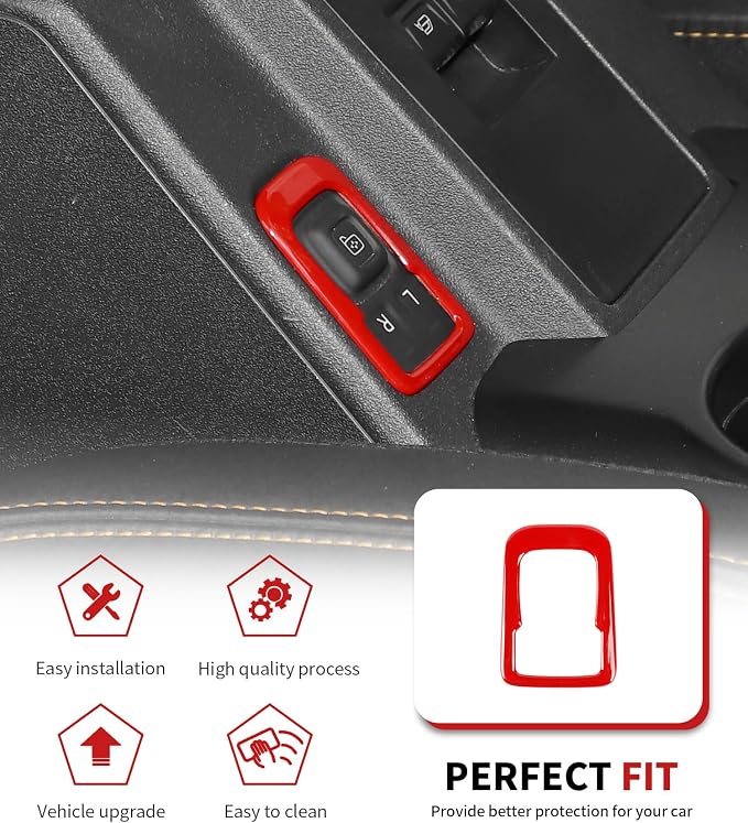 JWWY Interior Trim Kit Auto Interior Dress-Up Kit Decor Set Center Console Gear Shift Dashboard Panel Door Handle AC Rearview Vent Adjustment Cover Trim for 2021-2026 Ford Bronco Accessories 14pcs Red