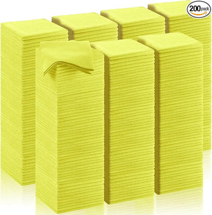 Oudain 200 Pcs Microfiber Cleaning Cloth 16x16 Inch Microfiber Towels for Car Ultra Absorbent Cleaning Rags Reusable Lint Free Streak Free Detailing Towel for Car Washing Drying Dusting (Yellow)