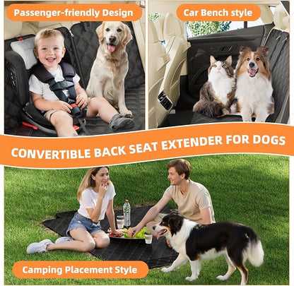 Simple Trending Dog Car Seat Cover, Back Seat Pet Bed Mat Protector Waterproof Bench Car Seat Cover, Nonslip Pet Car Bed Dog Hammock for Car, SUV, Truck