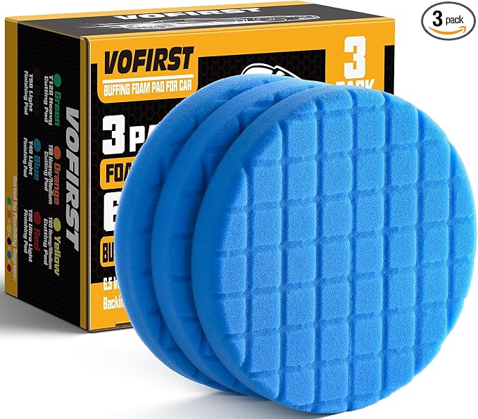 6 Inch Buffing Polishing Pads, 3Pcs Blue Polishing Pad High-Density Buffing Sponge Pads 6.5 Inch Face for 6 Inch 150mm Backing Plate for Car Buffer Polisher Compounding, Polishing & Waxing