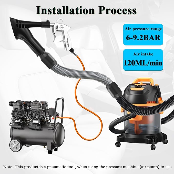 GOCCIDA 2IN1 Car Interior Detailing Air Blow Gun & vacunm Gun with Adjustable Air Flow Nozzle,Cleaning Gun Quickly Blasts Dirt and Dust from Surface Works with Air Compressor(Upgrade Rotate Tube)