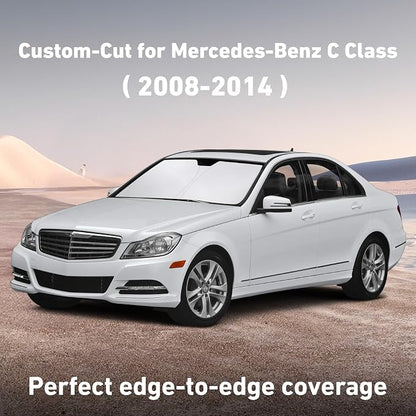 EcoNour Windshield Sunshade Compatible for Mercedes Benz C Class 2008-2012 2013 2014, Sun Visor for Front Windshield & Window Sun Shade Cover, UV Heat Blocker & Protector, Car Accessories