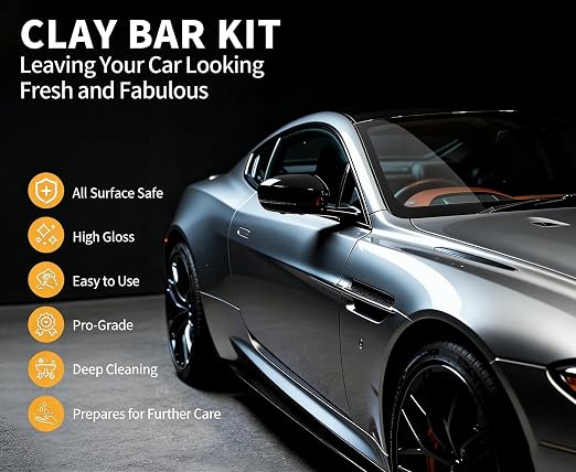 Heavy Duty Car Clay Bars Auto Detailing Clay Luber Synthetic Lubricant Kit，4 Pcs Auto Detailing Clay Bar，10 Pack Clay Lubricant Sheets & Microfiber Towel – Safe Deep Clean, Remove Contaminants