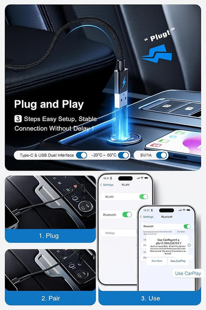 Wireless CarPlay & Android Auto AI Box, 4K HDMI for Wired CarPlay Cars