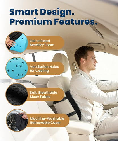 Everlasting Comfort The Original Lumbar Support Pillow for Office Chair - Improves Posture, Promotes Back Pain Relief - Superior Back Support for Gaming and Desk Chairs - Lumbar Pillow for Car, Couch