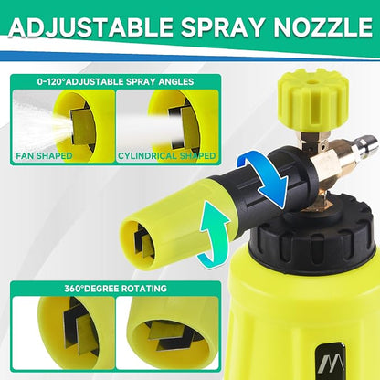 M MINGLE Pressure Washer Gun with Foam Cannon, 64 Fl Oz Car Wash Soap & 5 Power Washer Nozzle Tips, Car Wash Foam Gun for Car Washing, Patio Cleaning