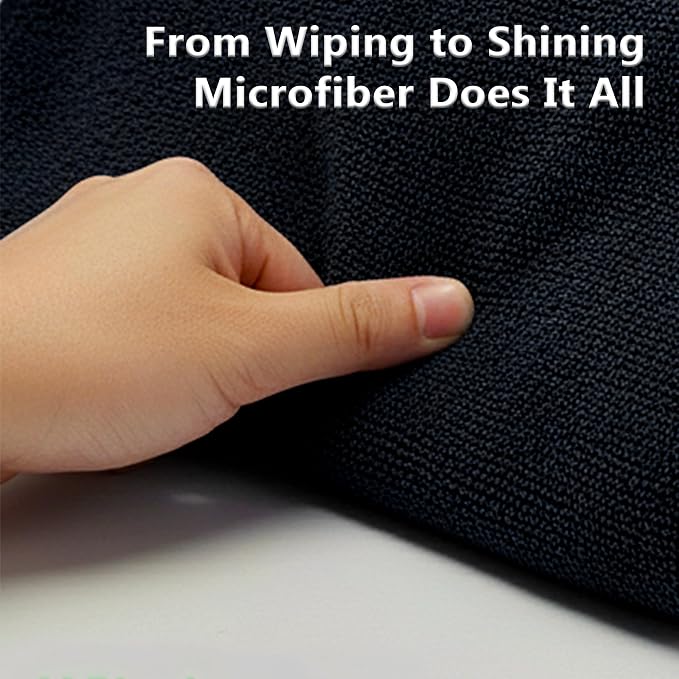 Cleaning Towel Wash-Cloth - Large 27" x 16" Microfiber Rags - Highly Absorbent, Lint Free Streak Free for House, Kitchen, Car, Window Detailing Reusable Shop Towels (6-Pack, Black)