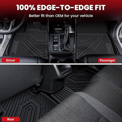 LASFIT Floor Mats & Cargo Mat for Honda HRV 2016-2022 (AWD Model), All Weather TPE Custom Fit HR-V Floor Liner Accessories, 1st & 2nd Row & Trunk Mat Full Set, Black (Not for FWD)
