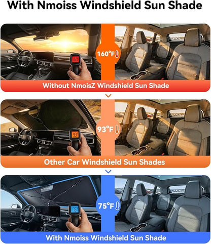 Nmoiss Windshield Sun Shade Umbrella [Vinyl Coating Heat Shield] for Ford Mustang 2005-2026 Accessories, Protect Car from Sun Rays & Heat Damage Keep Cool and Protect Interior