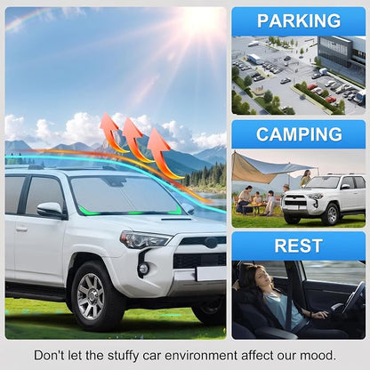 Custom Fit Windshield Sun Shade for Toyota 4Runner 2010-2026 | Custom Fit Windshield Cover, Blocks UV Rays, Double-Layer Heat Shield, Durable Frame, Easy Fold & Storage