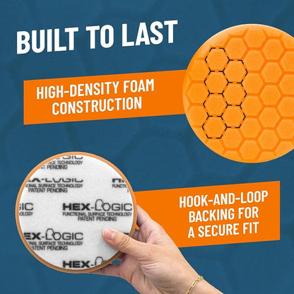 Chemical Guys Hex-Logic Medium Cut Polishing Pad Orange (5.5 Inch) (3 Pack) – Dual Action Polisher Pad for Swirl Removal & Gloss Restoration