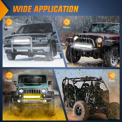 Nilight LED Light Bar with Yellow Black Covers 20Inch 126W Spot Flood Combo Off Road Light Super Bright Driving Fog Boat Lighting for Trucks Pickup Golf Cart SUV ATV UTV 4x4 Van Camper