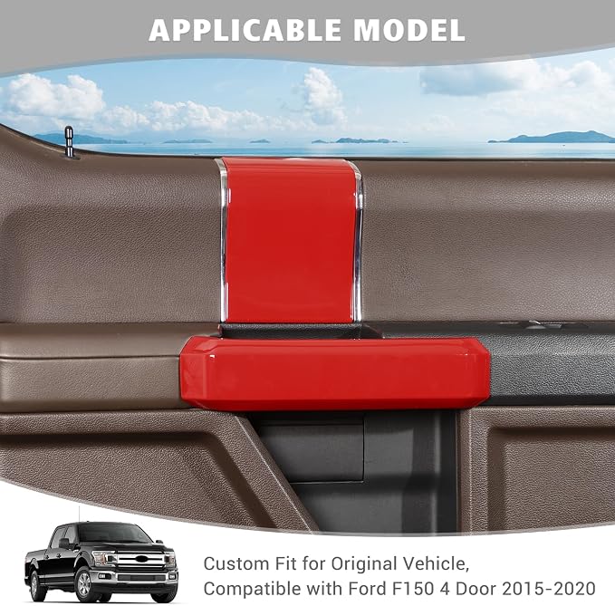 Jimen Compatible with Ford F150 4 Door 2015-2020, 8PCS Inner Door Handle Cover Trim Kits (Red)