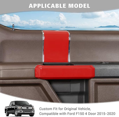 Jimen Compatible with Ford F150 4 Door 2015-2020, 8PCS Inner Door Handle Cover Trim Kits (Red)