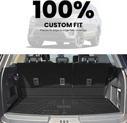 LASFIT Cargo Mat for Ford Expedition Standard&Lincoln Navigator Standard 2018-2024 Backrest Liner, Custom Fit All Weather Protector Split Design Easy Installation Trunk with Seatback Mat,4 pcs Black