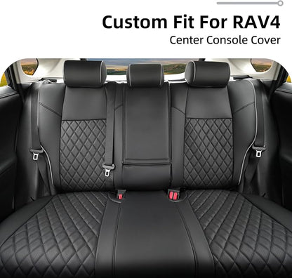 Lolcar Rav4 Seat Covers for Toyota RAV4 2019 2020 2021 2022 2023 2024 2025 LE,XLE,XLE Premium,Limited,Car Seat Cover for Trucks SUV,Waterproof Seat Cushion Full Set,Neoprene (Black Gray Grid)