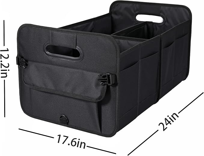 AOKJOY Car Trunk Organizer Car Storage Organizer Collapsible Multi Compartment Car Organizer Adjustable Straps Car Organizer for SUV(Black)