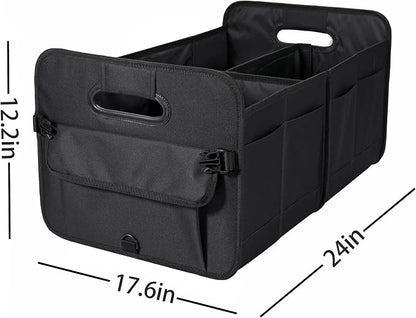 AOKJOY Car Trunk Organizer Car Storage Organizer Collapsible Multi Compartment Car Organizer Adjustable Straps Car Organizer for SUV(Black)